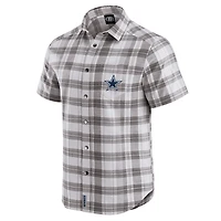 Men's Darius Rucker Collection by Fanatics Gray Dallas Cowboys Team Plaid Short Sleeve Full-Snap Shirt
