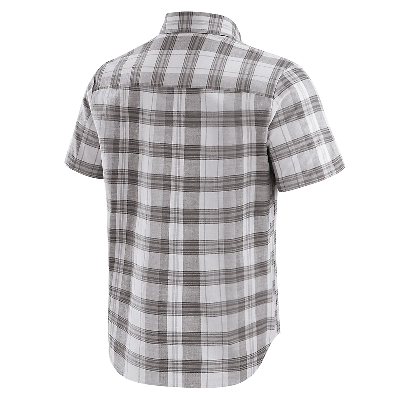 Chemise boutonnée à manches courtes et carreaux gris pour homme, collection Darius Rucker par Fanatics