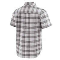 Chemise boutonnée à manches courtes et carreaux gris pour homme, collection Darius Rucker par Fanatics