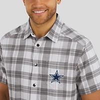 Chemise boutonnée à manches courtes et carreaux gris pour homme, collection Darius Rucker par Fanatics