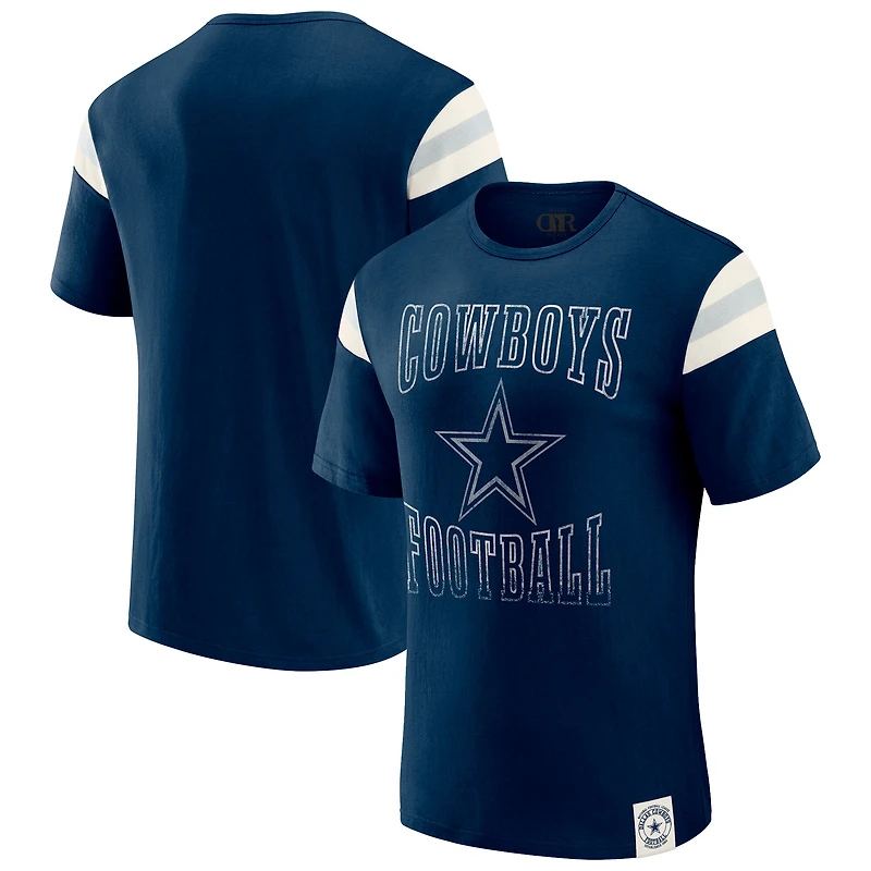 T-shirt à rayures bleu marine pour homme, collection Darius Rucker par Fanatics, Dallas Cowboys, effet vieilli, avec épaules dénudées