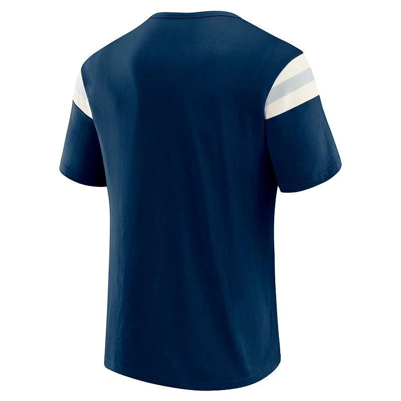 T-shirt à rayures bleu marine pour homme, collection Darius Rucker par Fanatics, Dallas Cowboys, effet vieilli, avec épaules dénudées