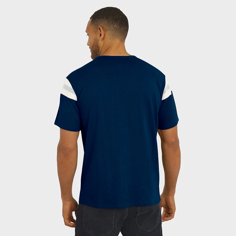 T-shirt à rayures bleu marine pour homme, collection Darius Rucker par Fanatics, Dallas Cowboys, effet vieilli, avec épaules dénudées