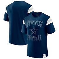 T-shirt à rayures bleu marine pour homme, collection Darius Rucker par Fanatics, Dallas Cowboys, effet vieilli, avec épaules dénudées