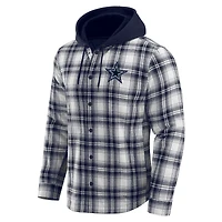 Veste à capuche matelassée en flanelle carreaux bleu marine des Cowboys de Dallas pour homme la collection Darius Rucker par Fanatics