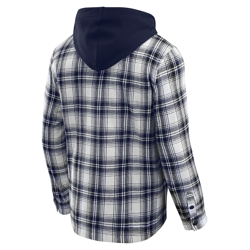 Men's Darius Rucker Collection by Fanatics Navy Dallas Cowboys Plaid Flannel Quilted Full-Snap Hooded Shacket