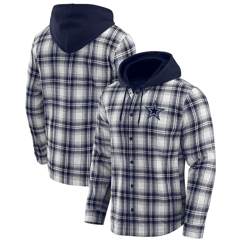 Veste à capuche matelassée en flanelle carreaux bleu marine des Cowboys de Dallas pour homme la collection Darius Rucker par Fanatics