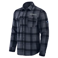 Men's Darius Rucker Collection by Fanatics Navy Dallas Cowboys Tri-Blend Plaid Button-Up Shirt