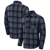 Men's Darius Rucker Collection by Fanatics Navy Dallas Cowboys Tri-Blend Plaid Button-Up Shirt