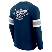 T-shirt Henley à manches longues et col raglan gaufré bleu marine pour homme, collection Darius Rucker par Fanatics
