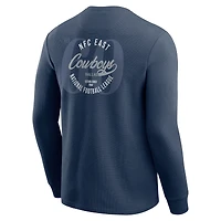Men's Darius Rucker Collection by Fanatics Navy Dallas Cowboys Washed Waffle-Knit Long Sleeve T-Shirt