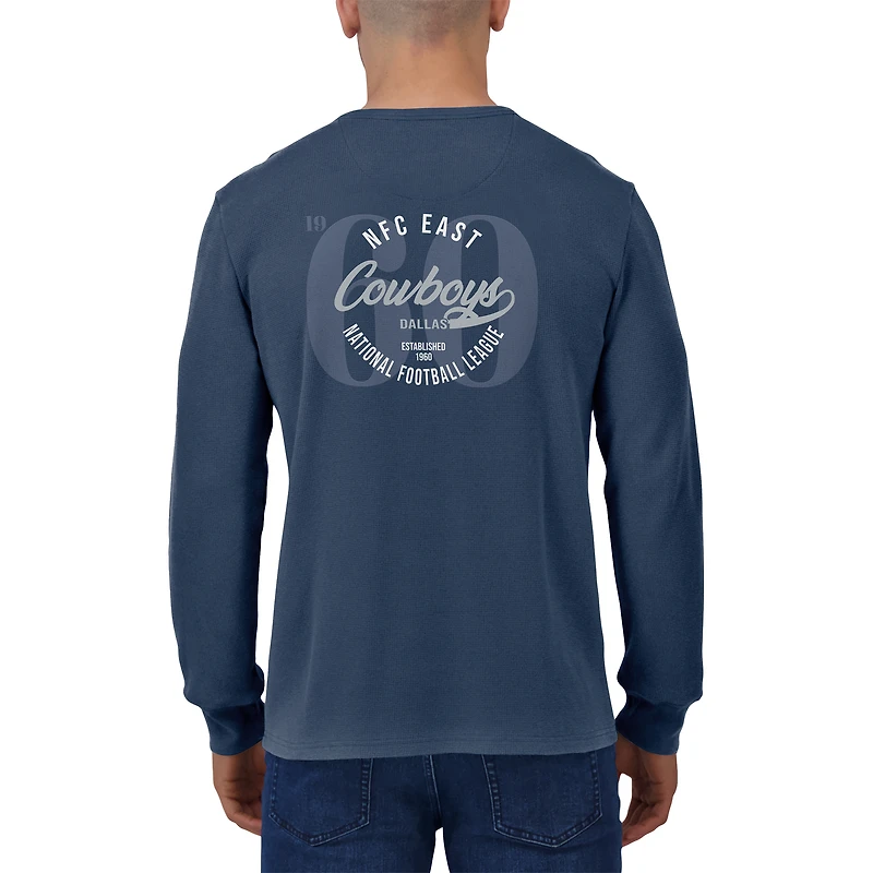 T-shirt à manches longues en tricot gaufré délavé bleu marine Dallas Cowboys de la collection Darius Rucker Fanatics pour hommes