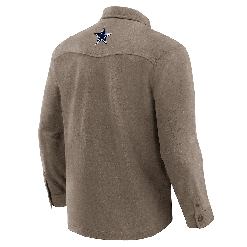 Men's Darius Rucker Collection by Fanatics Tan Dallas Cowboys Polar Fleece Cozy Button-Up Shirt