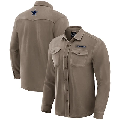 Men's Darius Rucker Collection by Fanatics Tan Dallas Cowboys Polar Fleece Cozy Button-Up Shirt