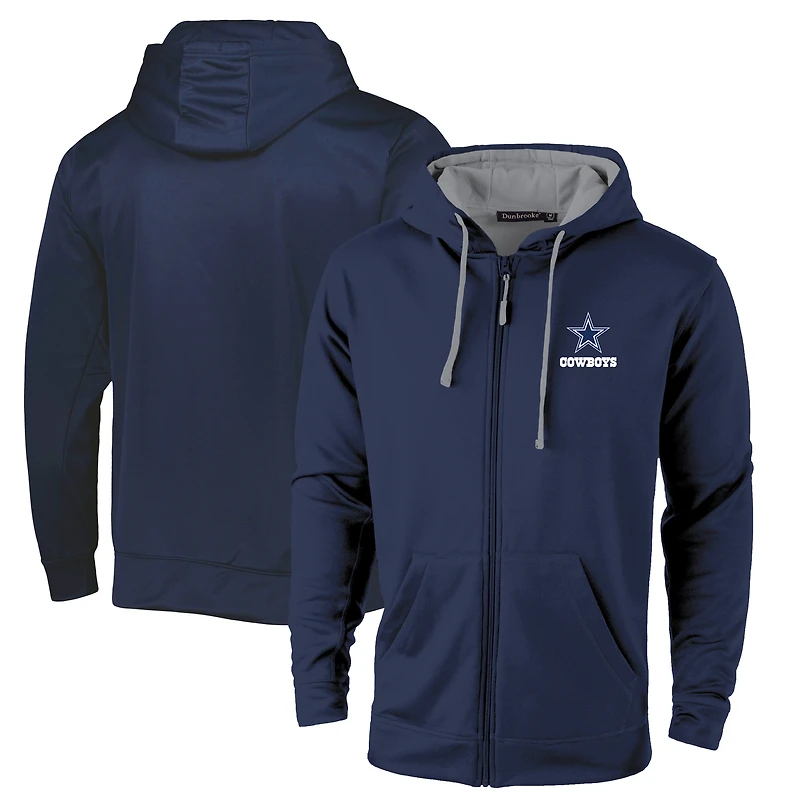 Sweat à capuche zippé Dunbrooke bleu marine/gris pour homme, modèle Apprentice des Dallas Cowboys