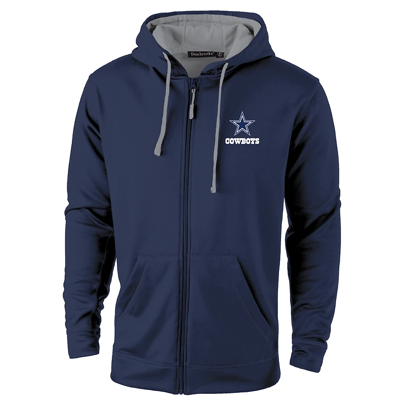 Sweat à capuche zippé Dunbrooke bleu marine/gris pour homme, modèle Apprentice des Dallas Cowboys