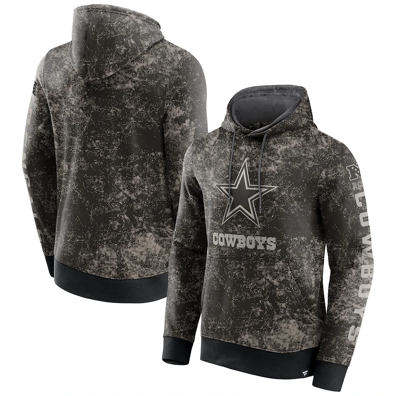Men's Fanatics Black/Gray Dallas Cowboys Blackout Tonal Pullover Hoodie