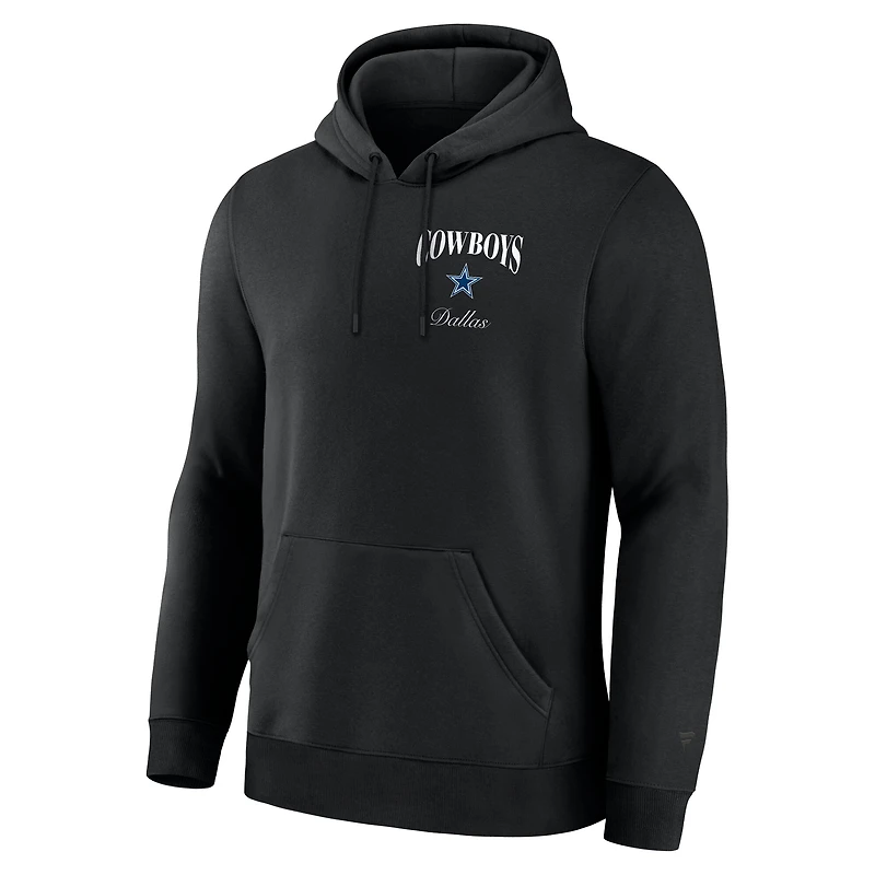 Sweat à capuche polaire Fanatics noir Dallas Cowboys avec logo au dos