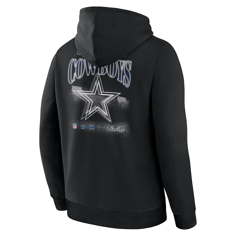 Men's Fanatics Black Dallas Cowboys Back Logo Fleece Hoodie