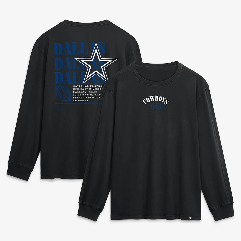 Men's Fanatics Black Dallas Cowboys Fullback Drive Relaxed Fit Long Sleeve T-Shirt