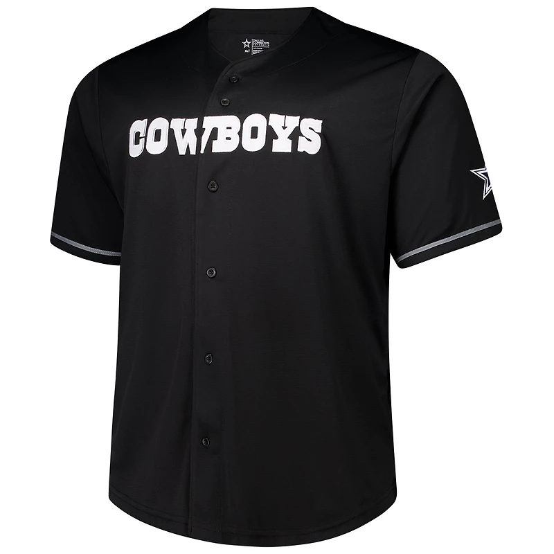 Maillot à boutons complets Pop Dallas Cowboys Fanatics pour hommes, noir
