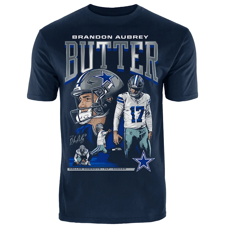 Men's Fanatics Brandon Aubrey Navy Dallas Cowboys Graphic T-Shirt