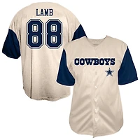 Chemise de baseball à boutons Fanatics CeeDee Lamb crème Dallas Cowboys pour hommes, grandes tailles