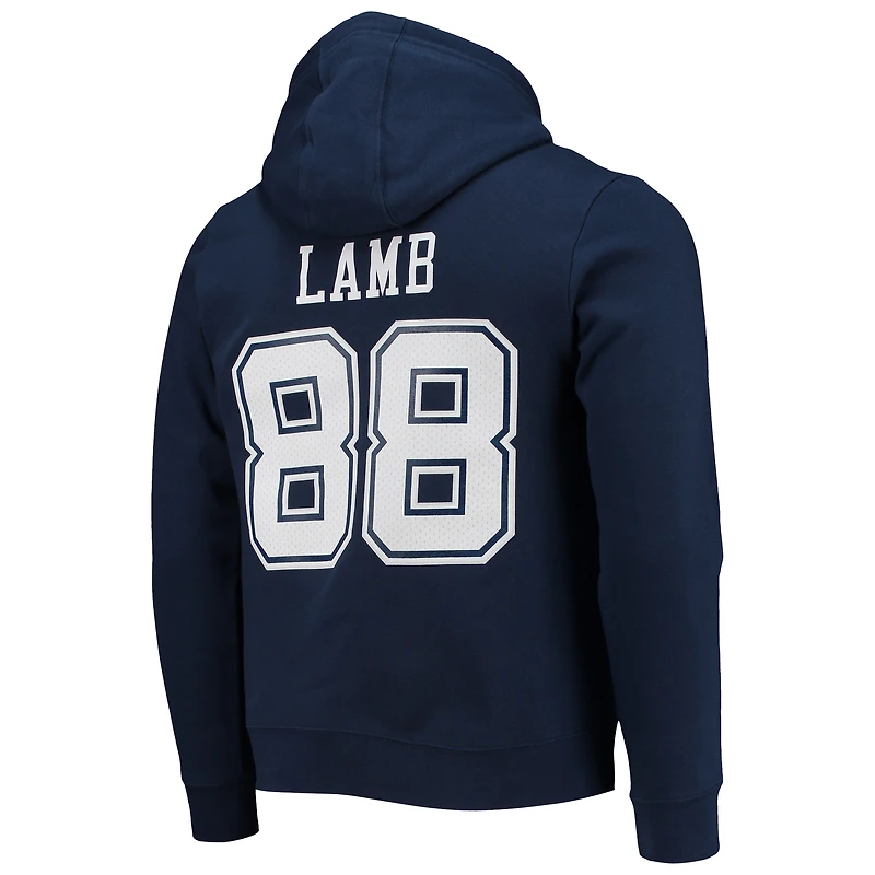 Men's Fanatics CeeDee Lamb Navy Dallas Cowboys Big & Tall Name Number Fleece Hoodie