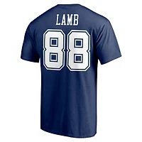 T-shirt avec nom et numéro d'icône de joueur des Dallas Cowboys Fanatics CeeDee Lamb Navy pour hommes