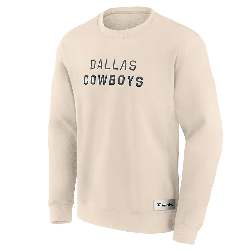 Men's Fanatics Cream Dallas Cowboys Elements Future Ground Lettering Pullover Sweatshirt