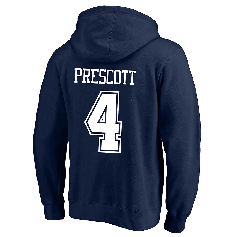 Men's Fanatics Dak Prescott Navy Dallas Cowboys Big & Tall Fleece Name Number Pullover Hoodie