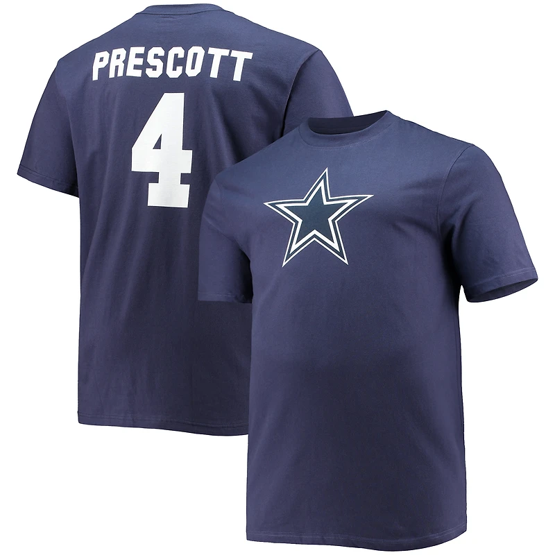 T-shirt avec nom et numéro de joueur Fanatics Dak Prescott Navy Dallas Cowboys pour hommes