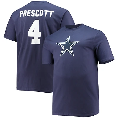 T-shirt avec nom et numéro de joueur Fanatics Dak Prescott Navy Dallas Cowboys pour hommes