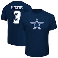 T-shirt homme Fanatics George Pickens bleu marine Dallas Cowboys, grandes tailles, nom et numéro du joueur
