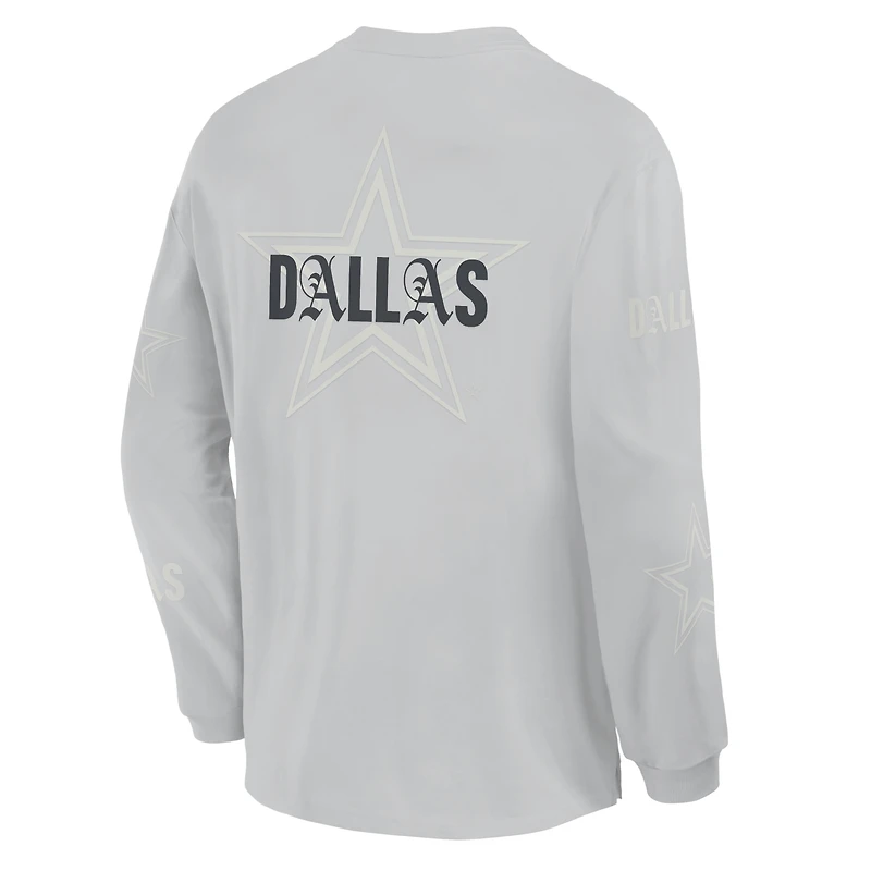 T-shirt à manches longues oversize Fanatics gris Dallas Cowboys pour homme