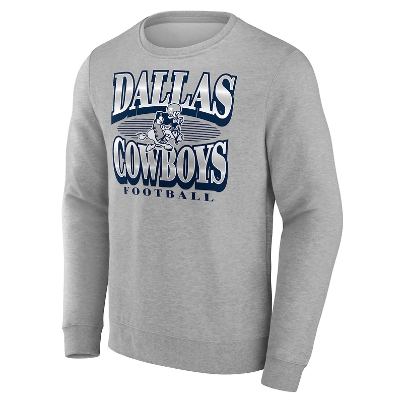 Sweat-shirt en polaire rétro Dallas Cowboys Chance Fanatics Heather Charcoal pour homme