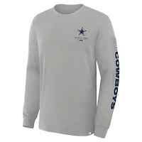 Men's Fanatics Heather Gray Dallas Cowboys Big & Tall Clock Management Legacy Long Sleeve T-Shirt