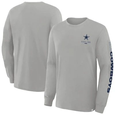 Men's Fanatics Heather Gray Dallas Cowboys Big & Tall Clock Management Legacy Long Sleeve T-Shirt