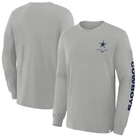 Men's Fanatics Heather Gray Dallas Cowboys Big & Tall Clock Management Legacy Long Sleeve T-Shirt