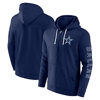 Sweat à capuche entièrement zippé pour hommes Fanatics Heather Navy Dallas Cowboys Offensive Lineup