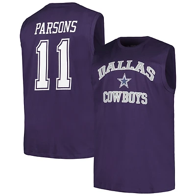 Fanatics pour hommes Micah Parsons bleu marine Dallas Cowboys Big & Tall Muscle Débardeur