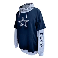 Sweat à capuche Fanatics bleu marine/gris chiné pour homme des Cowboys de Dallas, grande taille