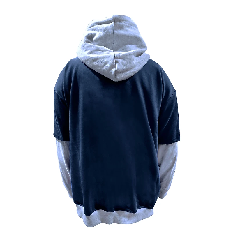 Sweat à capuche Fanatics bleu marine/gris chiné pour homme des Cowboys de Dallas, grande taille