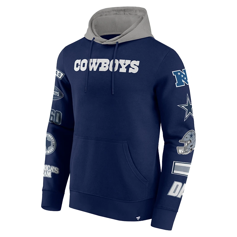 Men's Fanatics Navy/Silver Dallas Cowboys Patched Out Pullover Hoodie