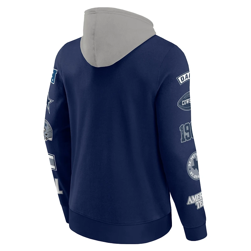 Men's Fanatics Navy/Silver Dallas Cowboys Patched Out Pullover Hoodie