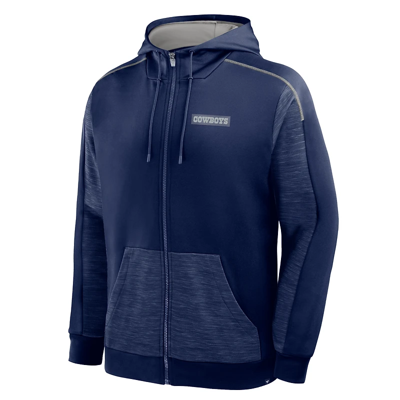 Sweat à capuche zippé bleu marine Dallas Cowboys Checkdown Pass pour homme