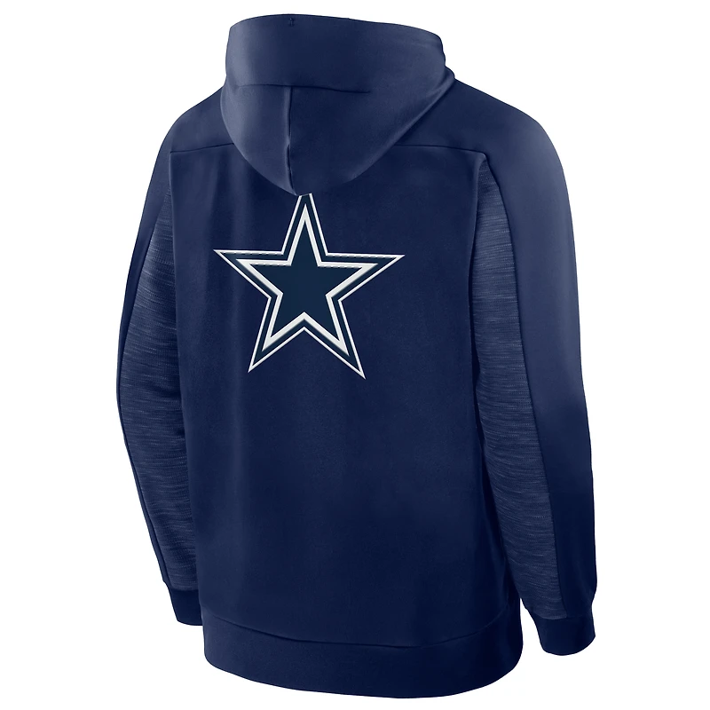 Sweat à capuche zippé bleu marine Dallas Cowboys Checkdown Pass pour homme