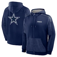 Sweat à capuche zippé bleu marine Dallas Cowboys Checkdown Pass pour homme