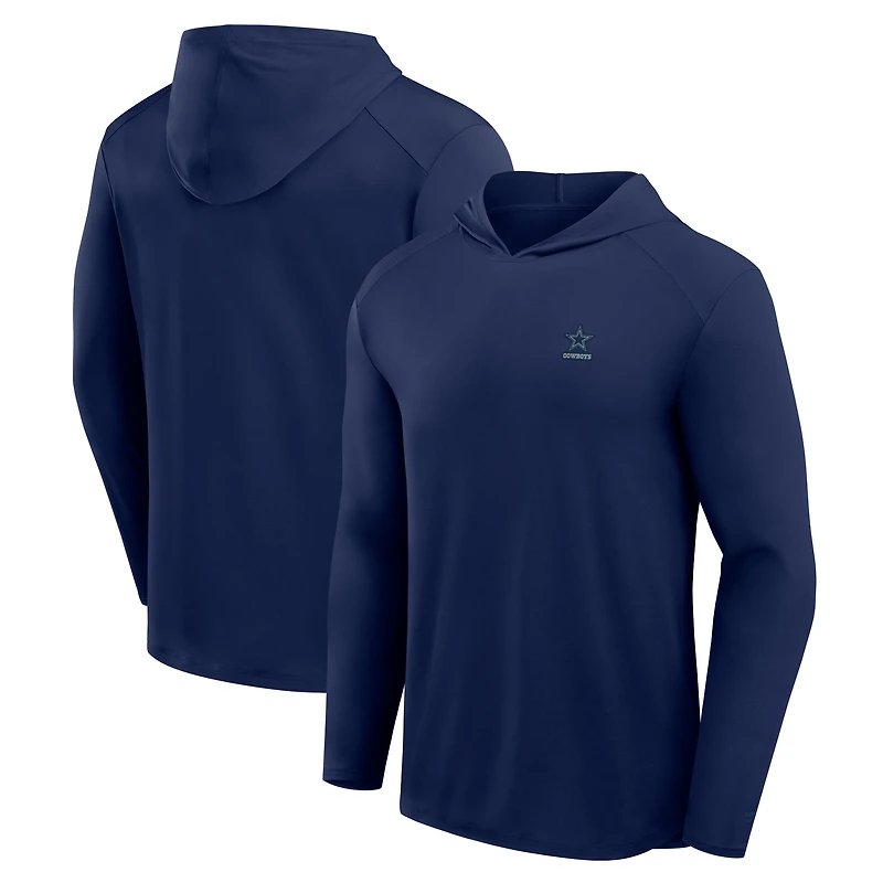 Men's Fanatics Navy Dallas Cowboys Front Office Power Mono Long Sleeve Hoodie T-Shirt