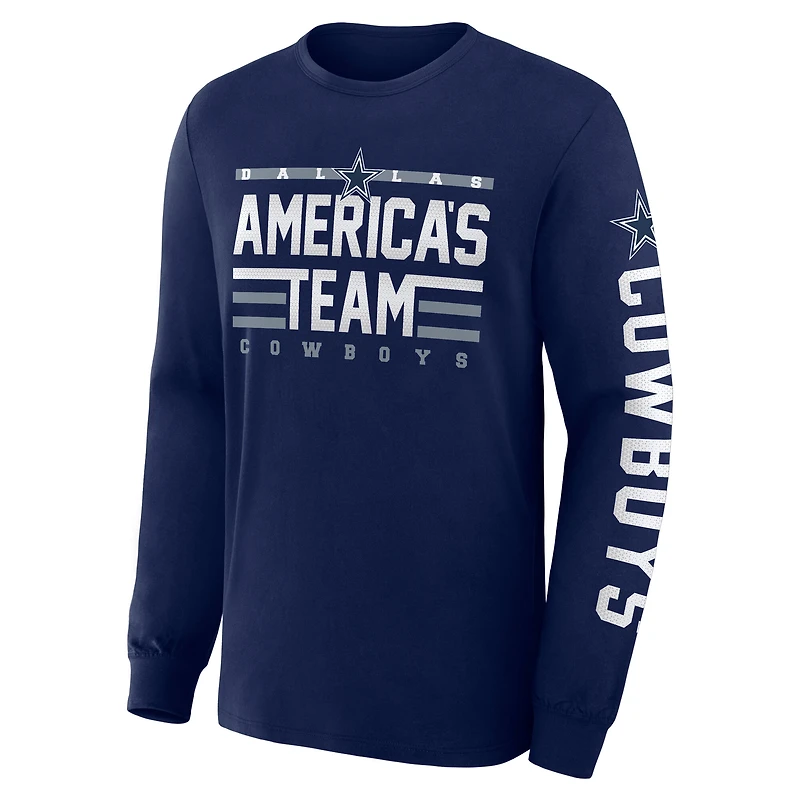 Men's Fanatics Navy Dallas Cowboys Hometown Sweep Legacy Long Sleeve T-Shirt